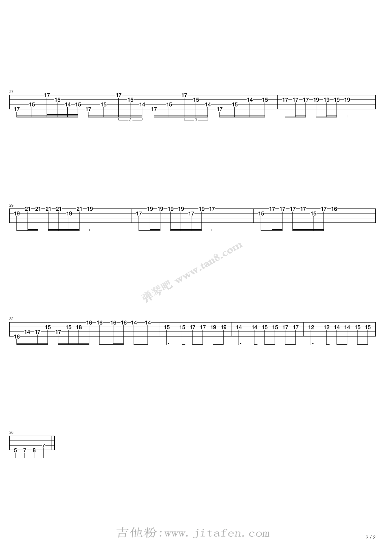 冷雨夜(Bass Solo) 吉他谱 冷雨夜(Bass Solo) 吉他谱