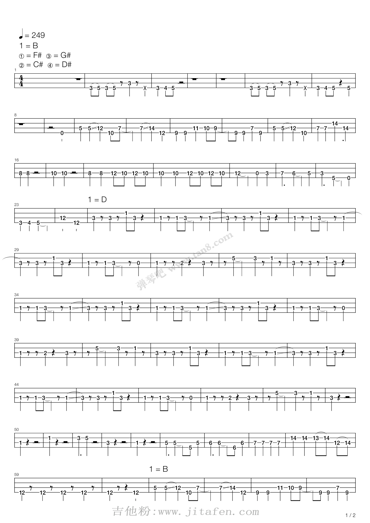 轻音少女(K-ON) - Go!Go!Maniac (单贝斯版) 吉他谱 轻音少女(K-ON) - Go!Go!Maniac (单贝斯版) 吉他谱