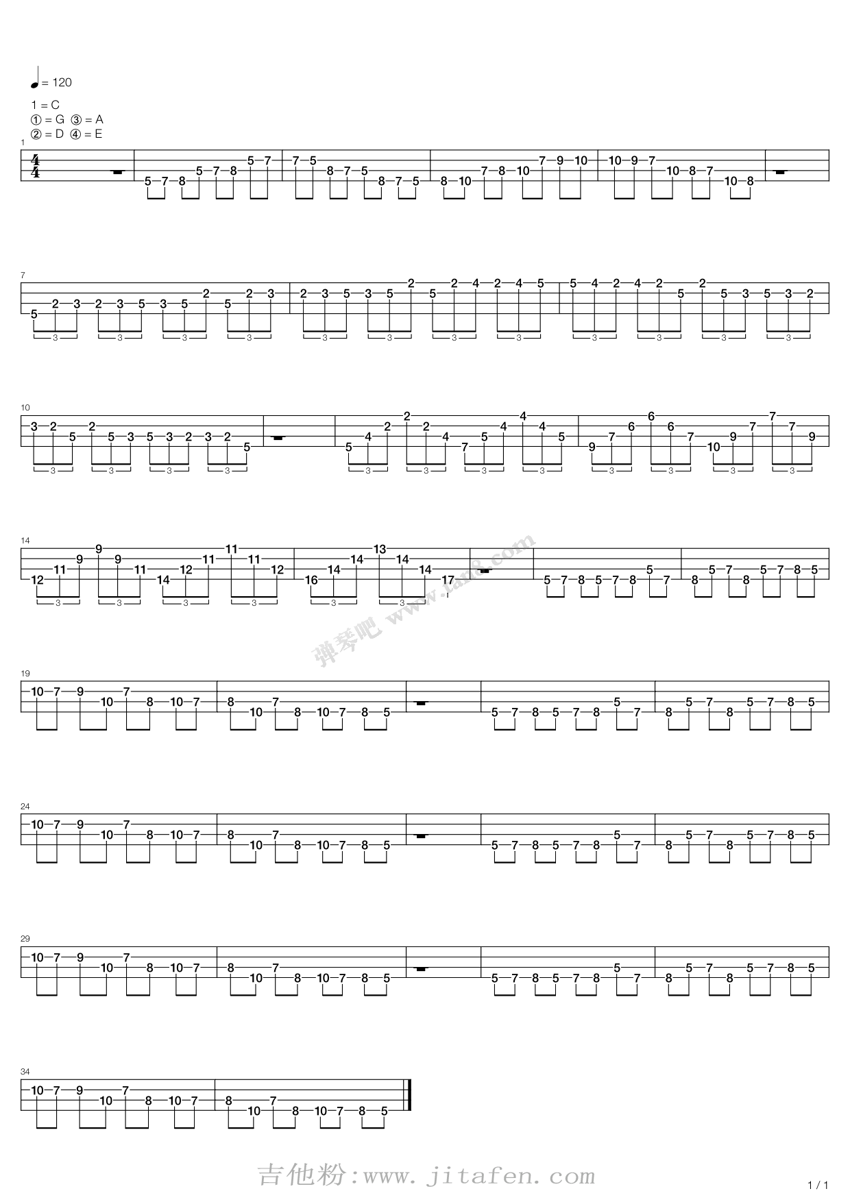 地狱贝斯：第一册第三章节 - 过关练习曲 ... 吉他谱