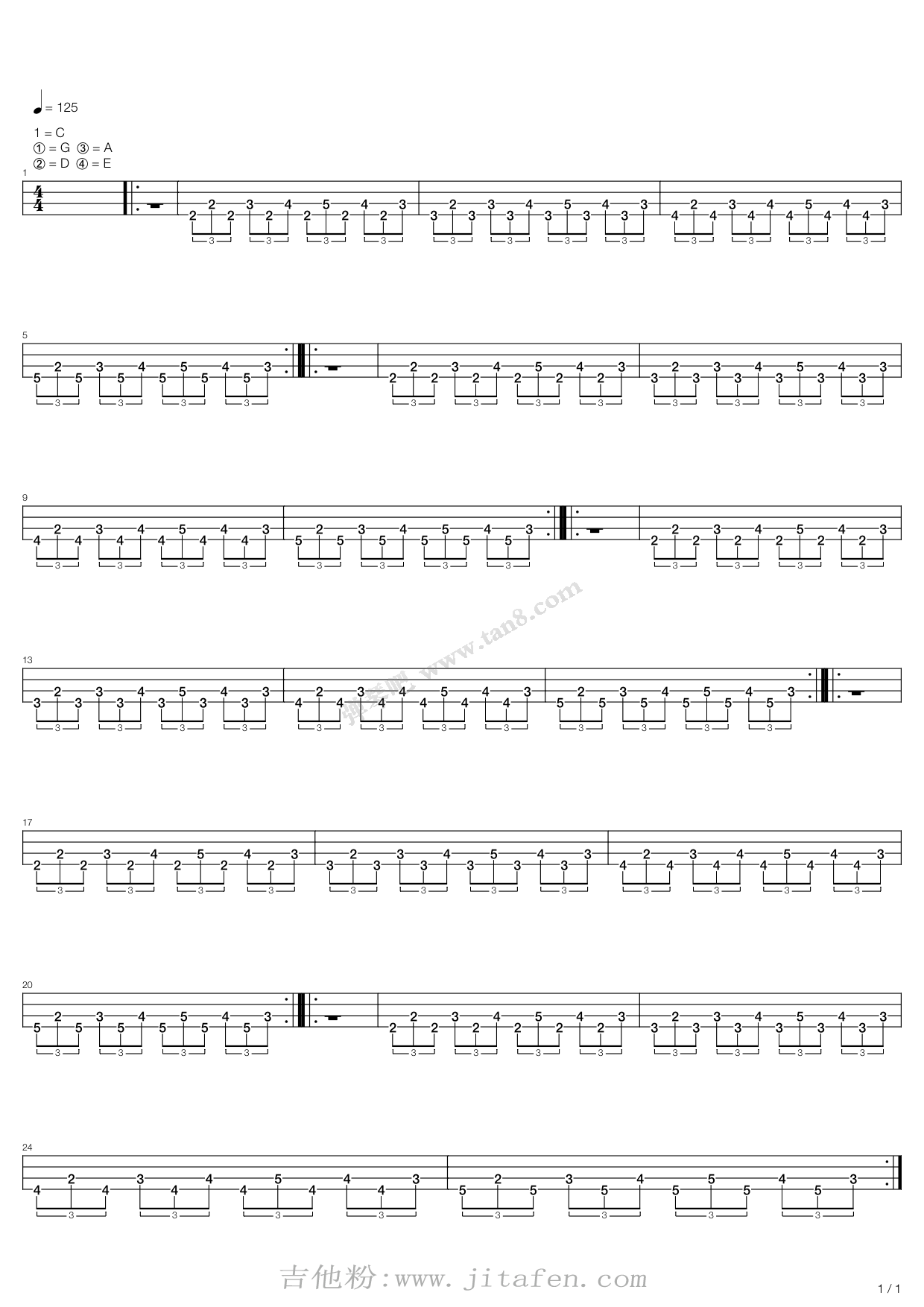 地狱贝斯：第一册第一章节 - 过关练习曲 ... 吉他谱