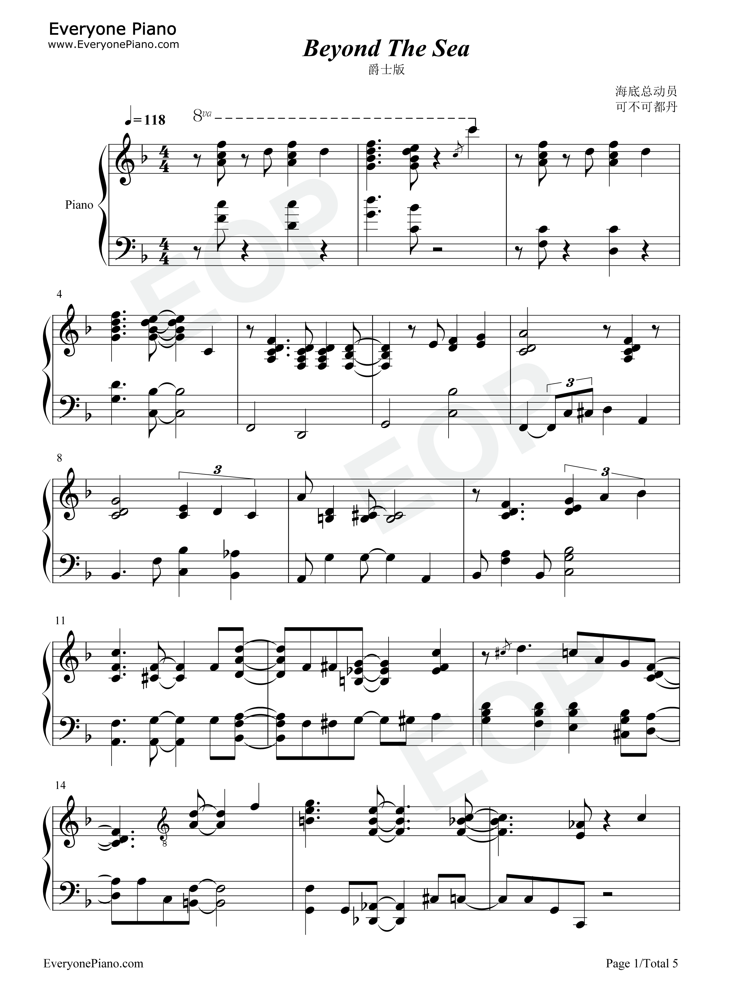 Beyond_The_Sea钢琴谱_Robbie_Williams