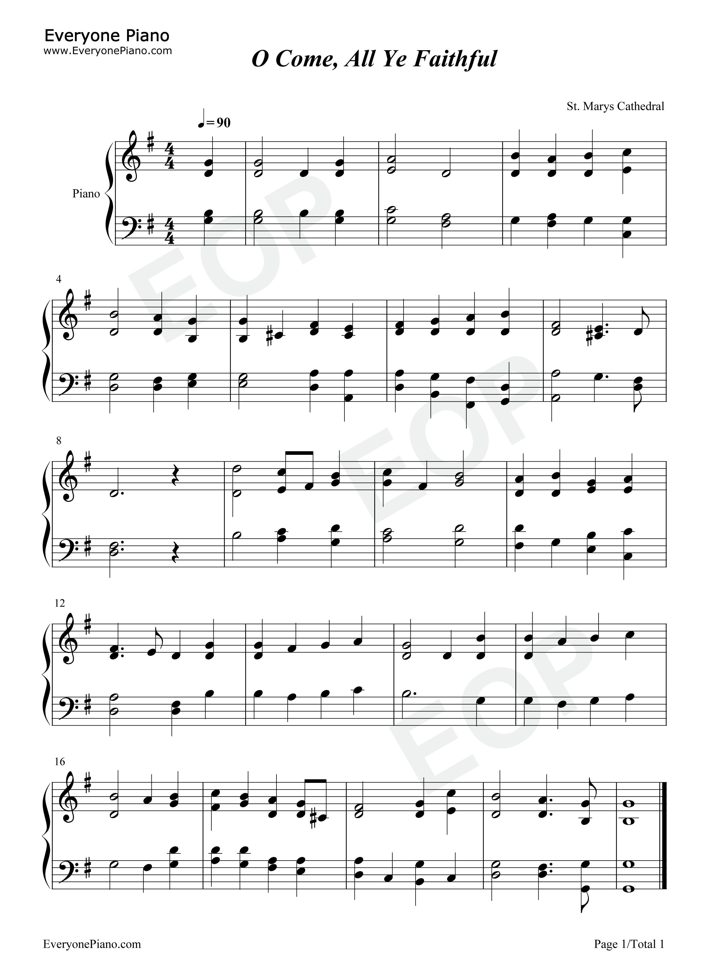 齐来崇拜歌钢琴谱_John_Francis_Wade