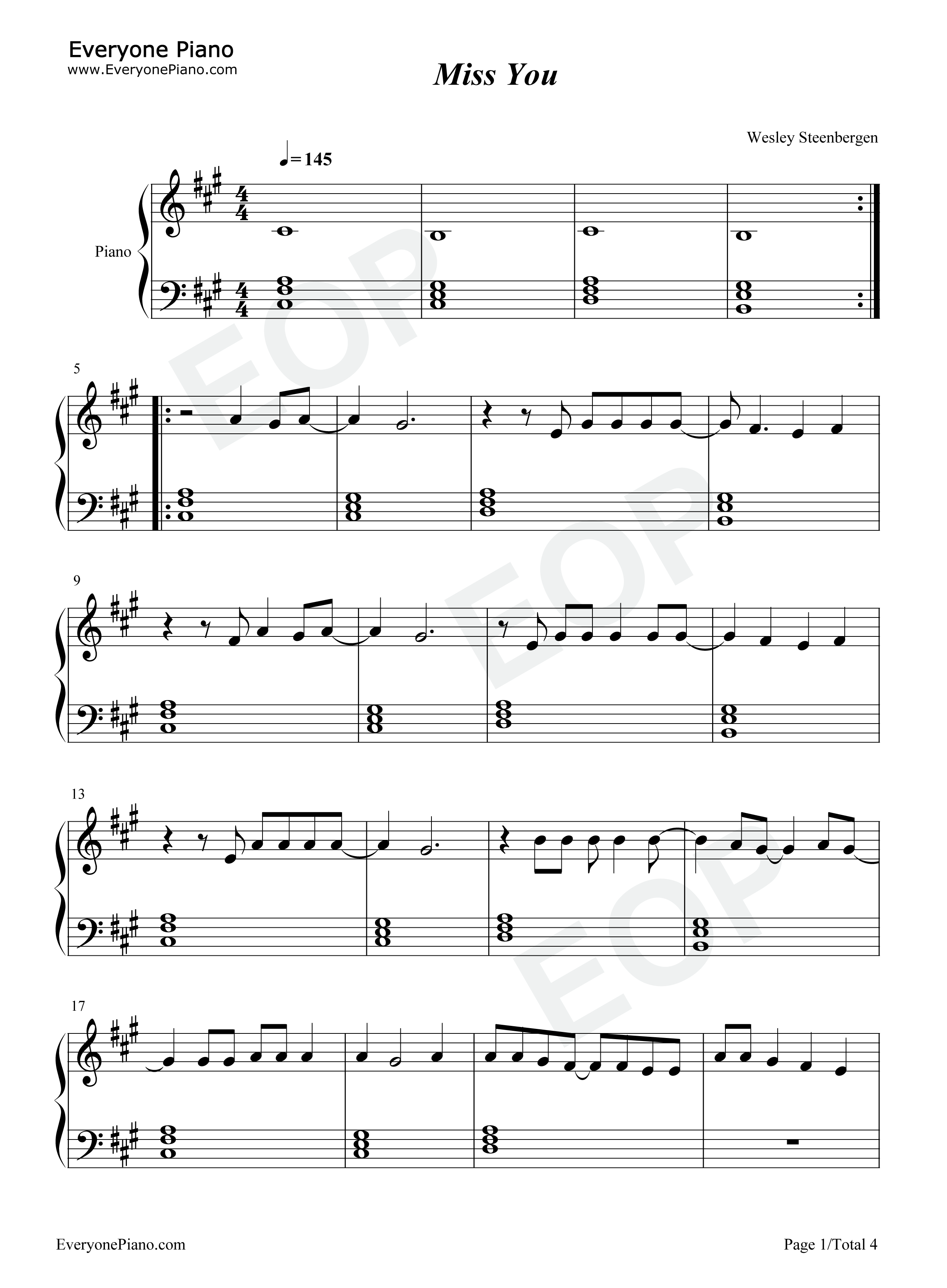 Miss_You钢琴谱_Oliver_Tree_Robin_Schulz