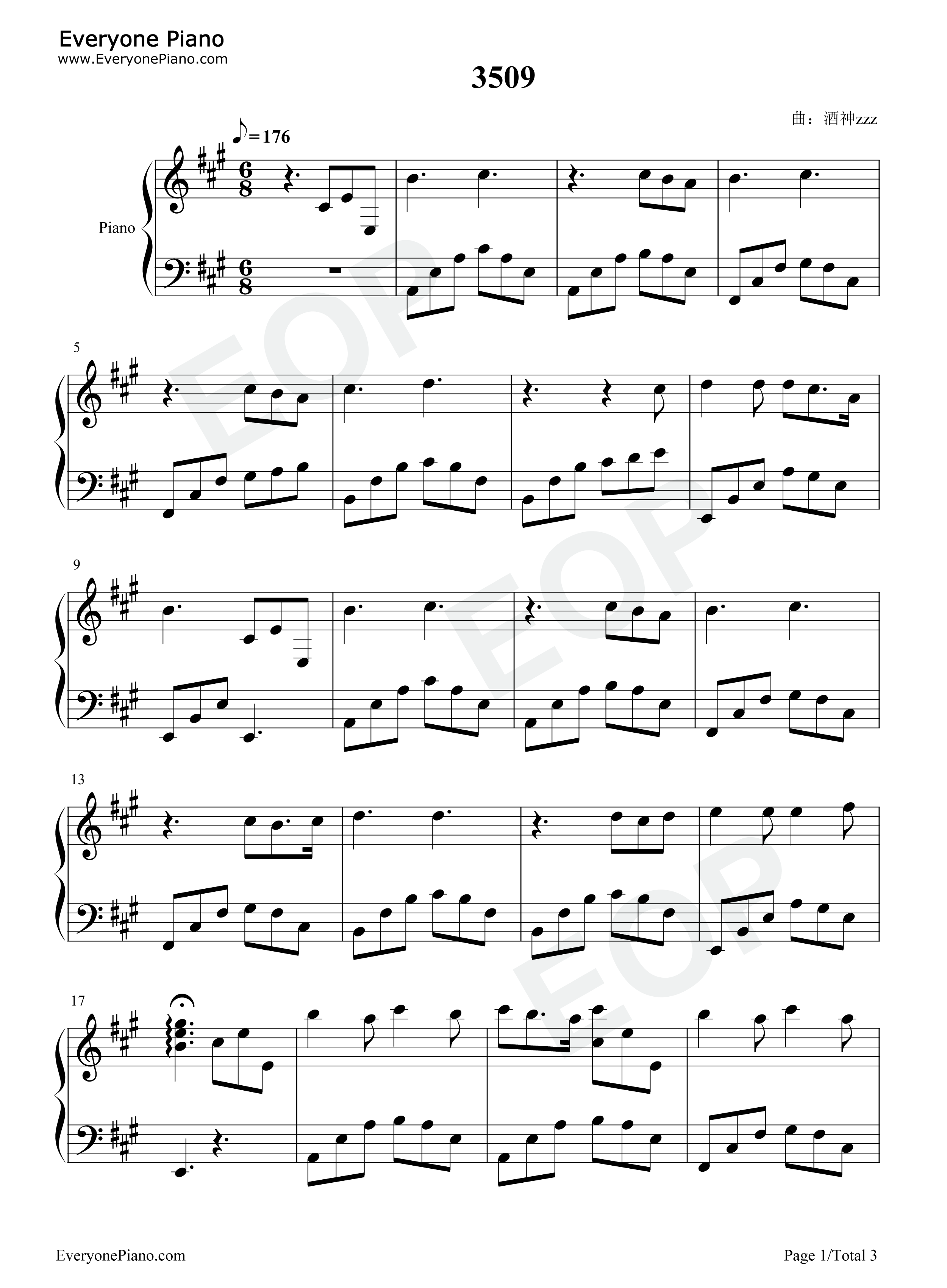 3509钢琴谱_酒神