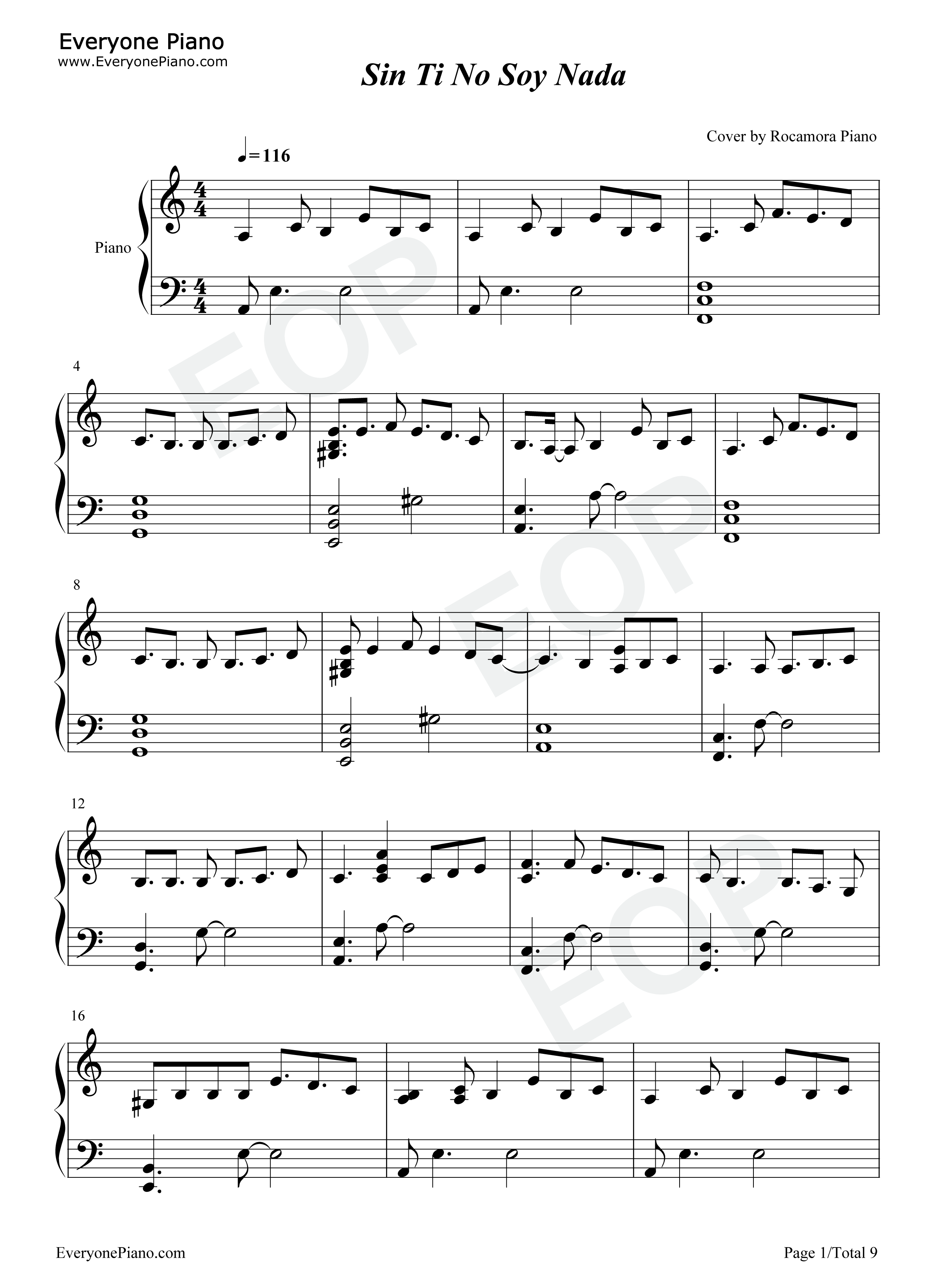Sin_Ti_No_Soy_Nada钢琴谱_Amaral