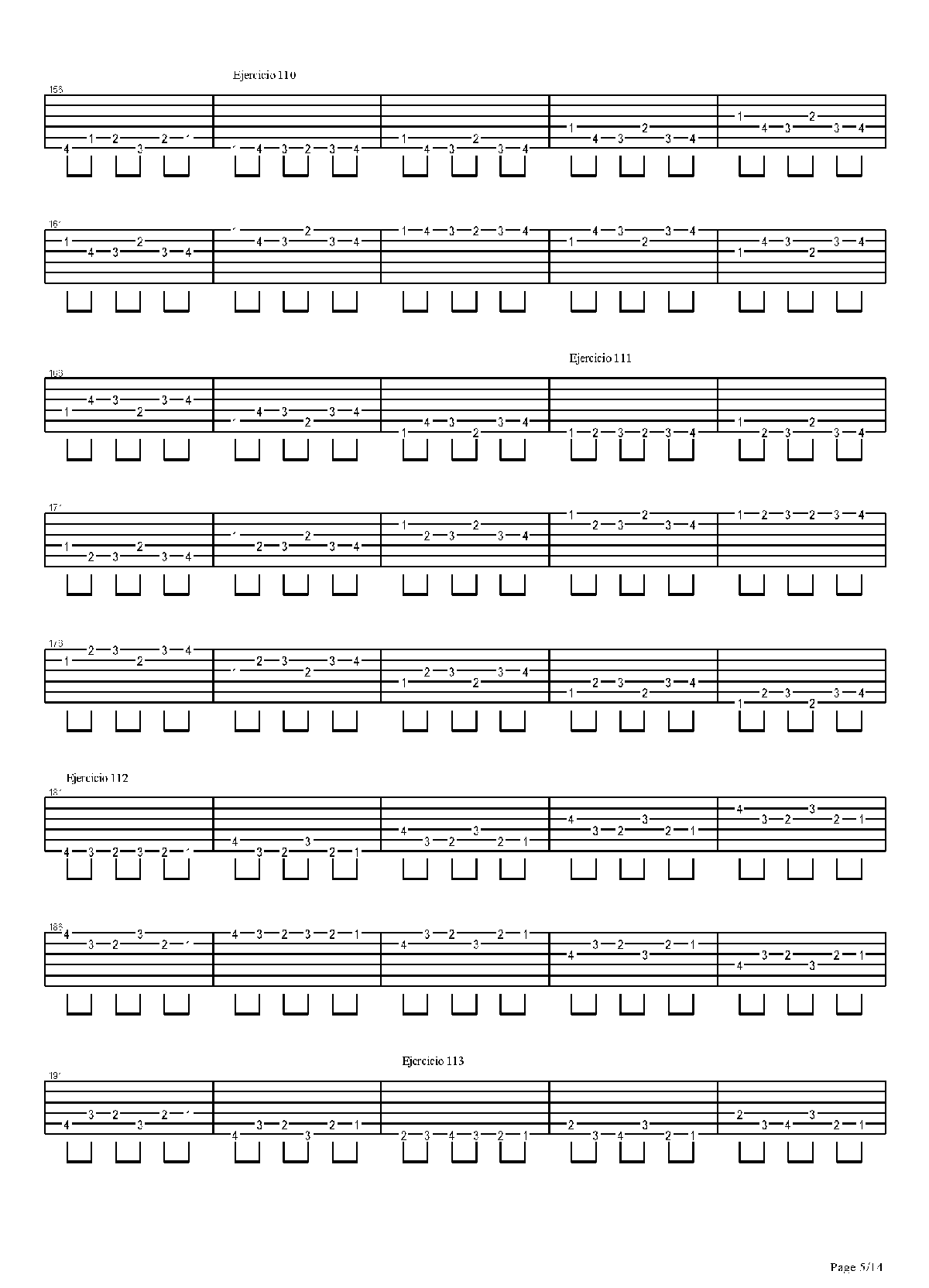 电吉他练习谱《704 exercises for guitar, 1-96 - Exercises 97-140》
