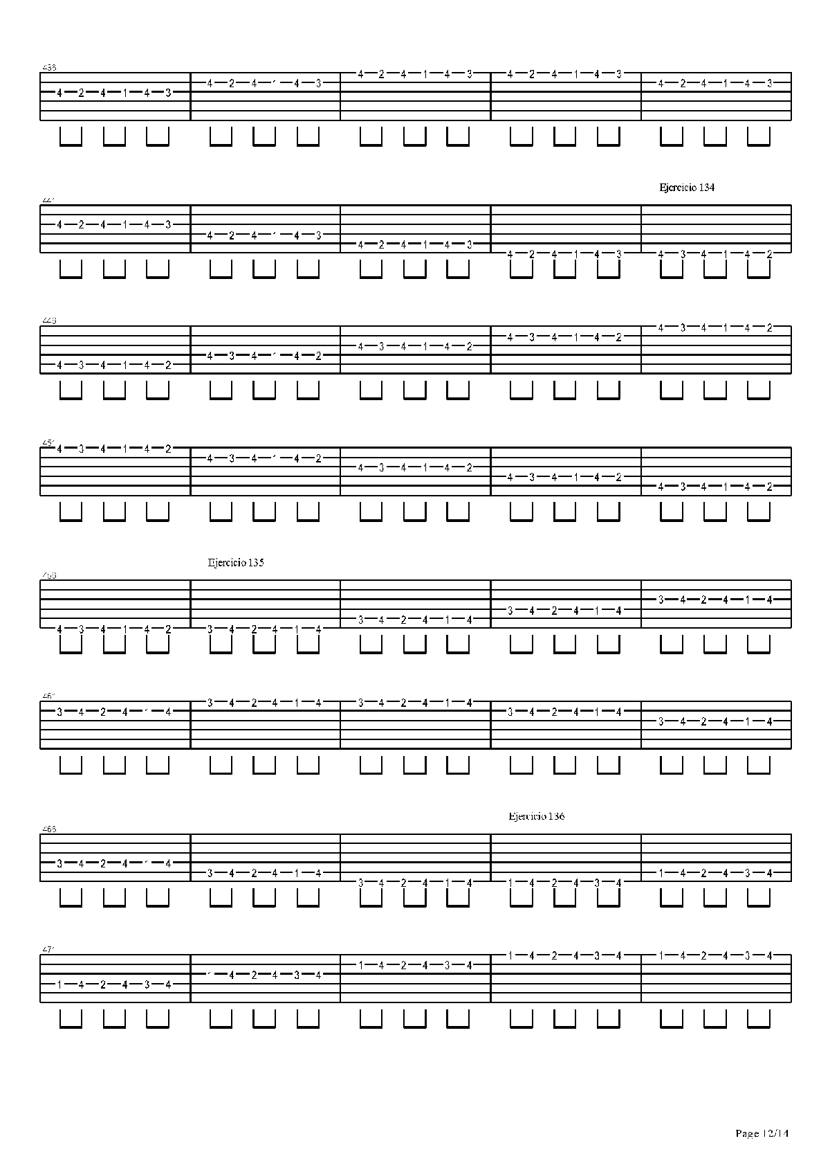 电吉他练习谱《704 exercises for guitar, 1-96 - Exercises 97-140》