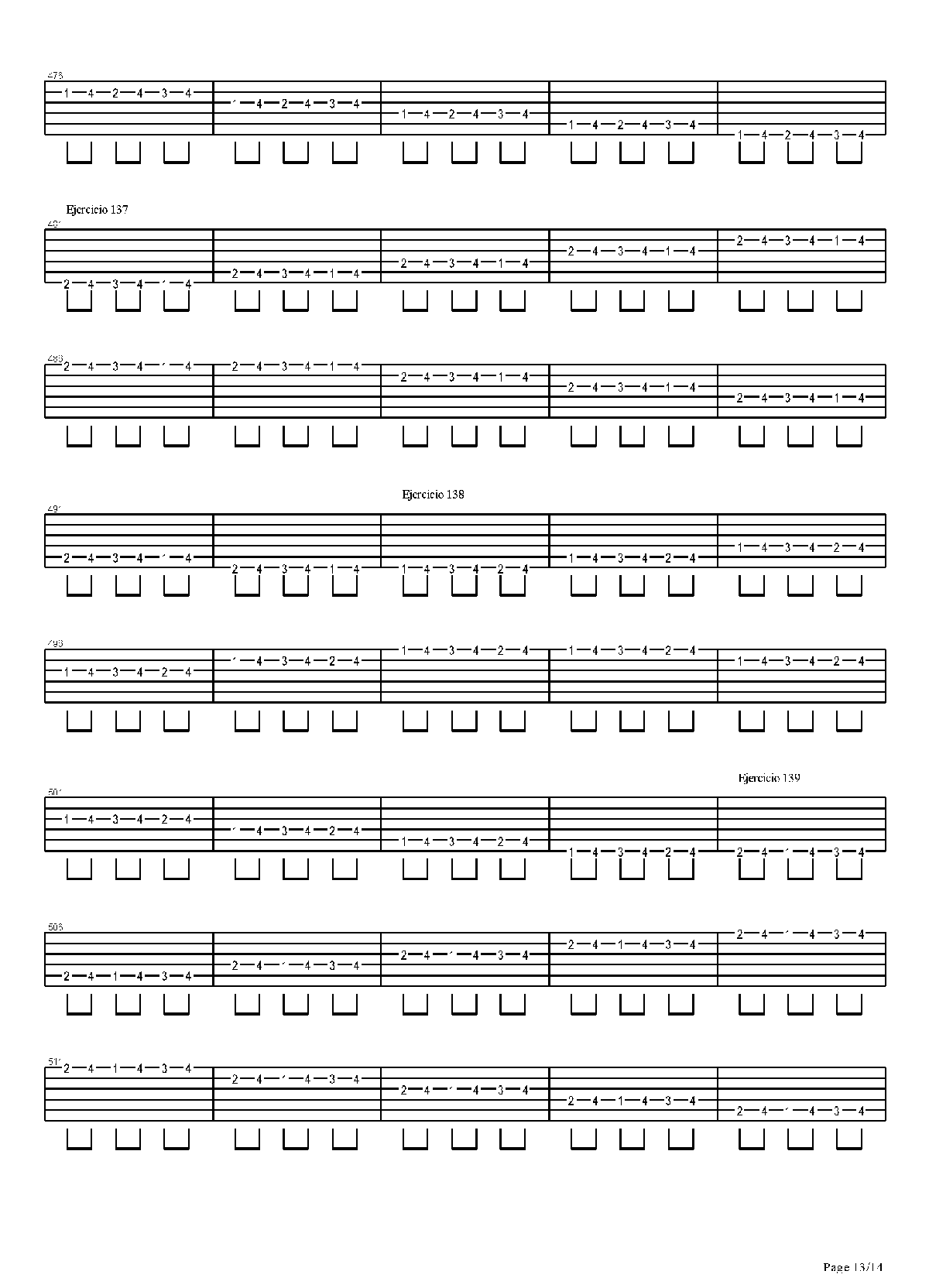 电吉他练习谱《704 exercises for guitar, 1-96 - Exercises 97-140》
