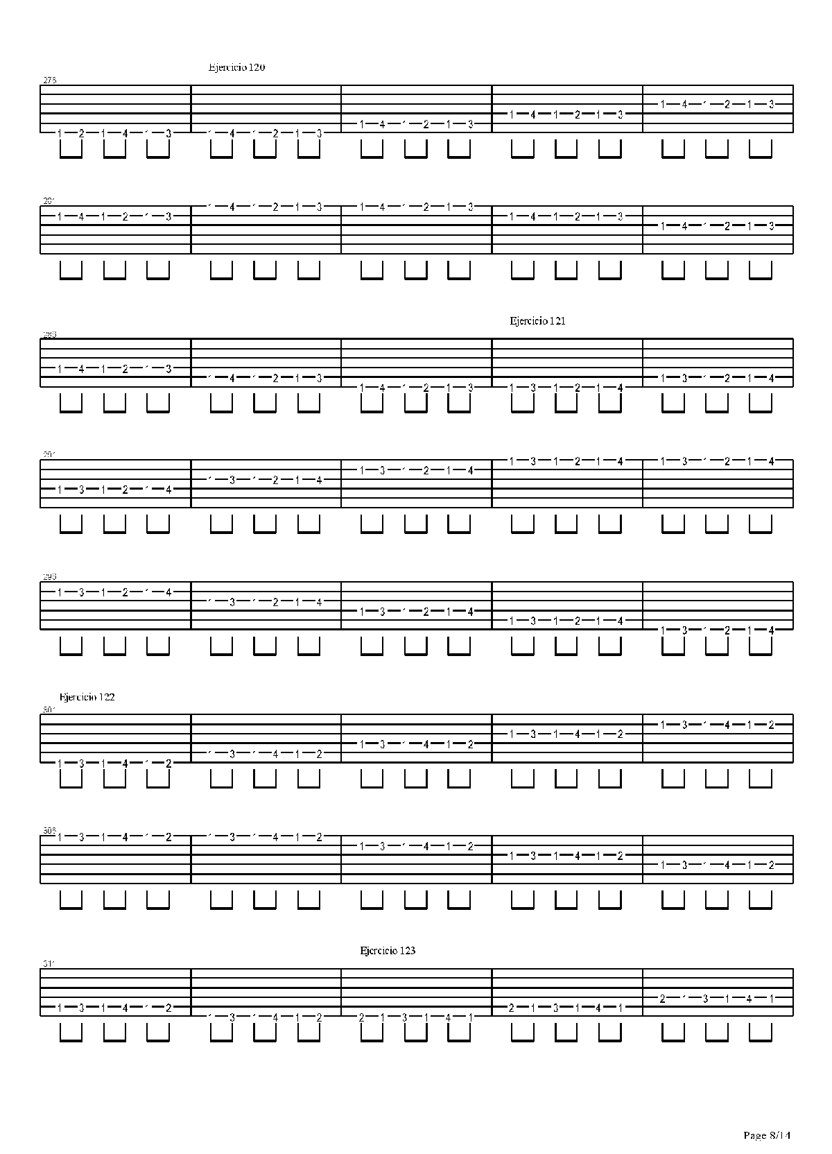电吉他练习谱《704 exercises for guitar, 1-96 - Exercises 97-140》