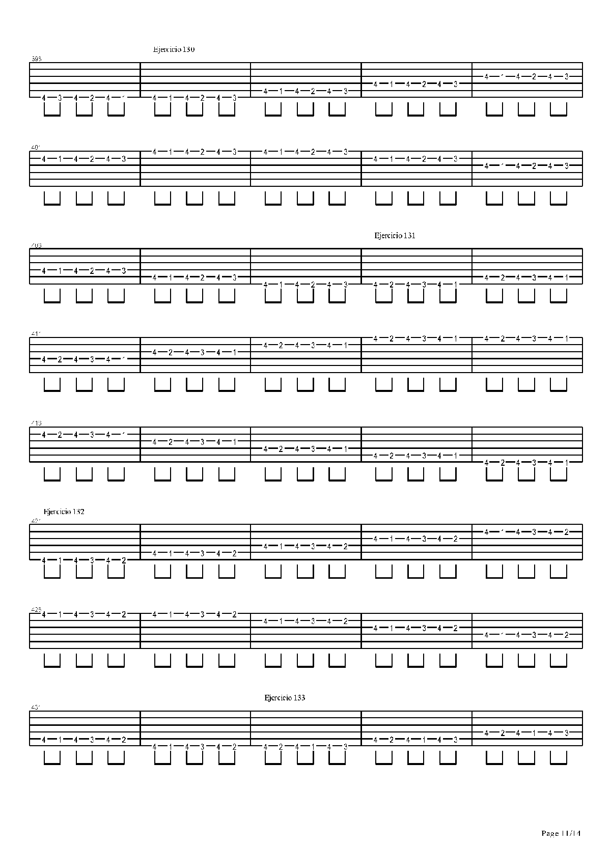 电吉他练习谱《704 exercises for guitar, 1-96 - Exercises 97-140》