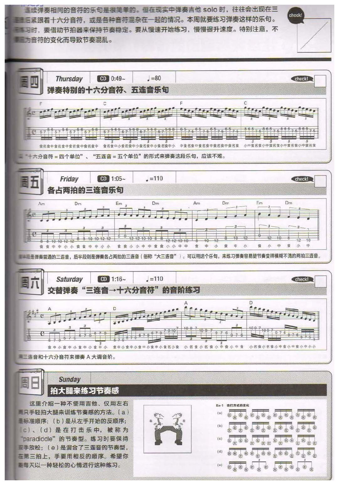 电吉他365日练习《弹奏各种音符混杂的乐句》第21周