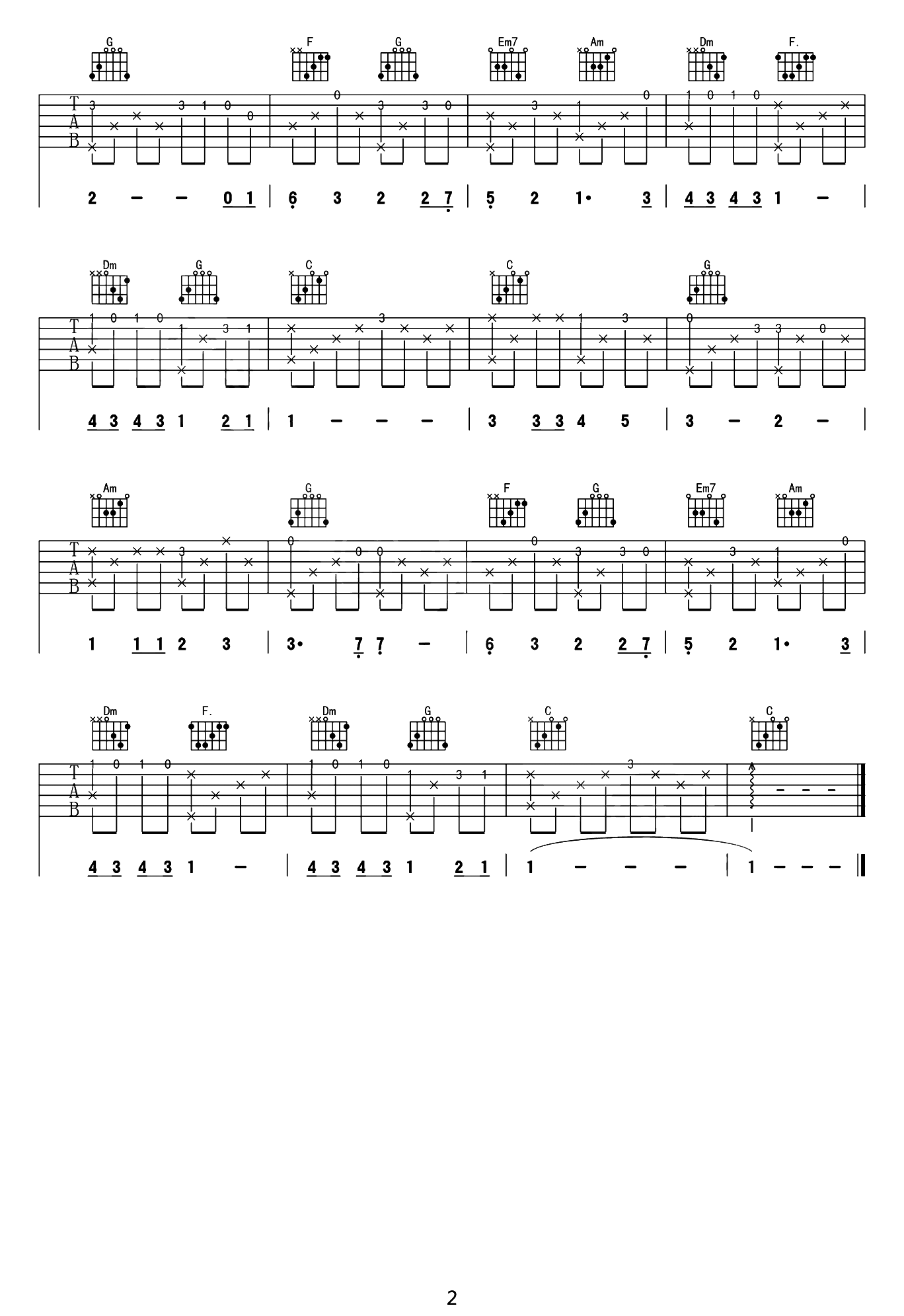 虫儿飞指弹吉他谱2-郑伊健