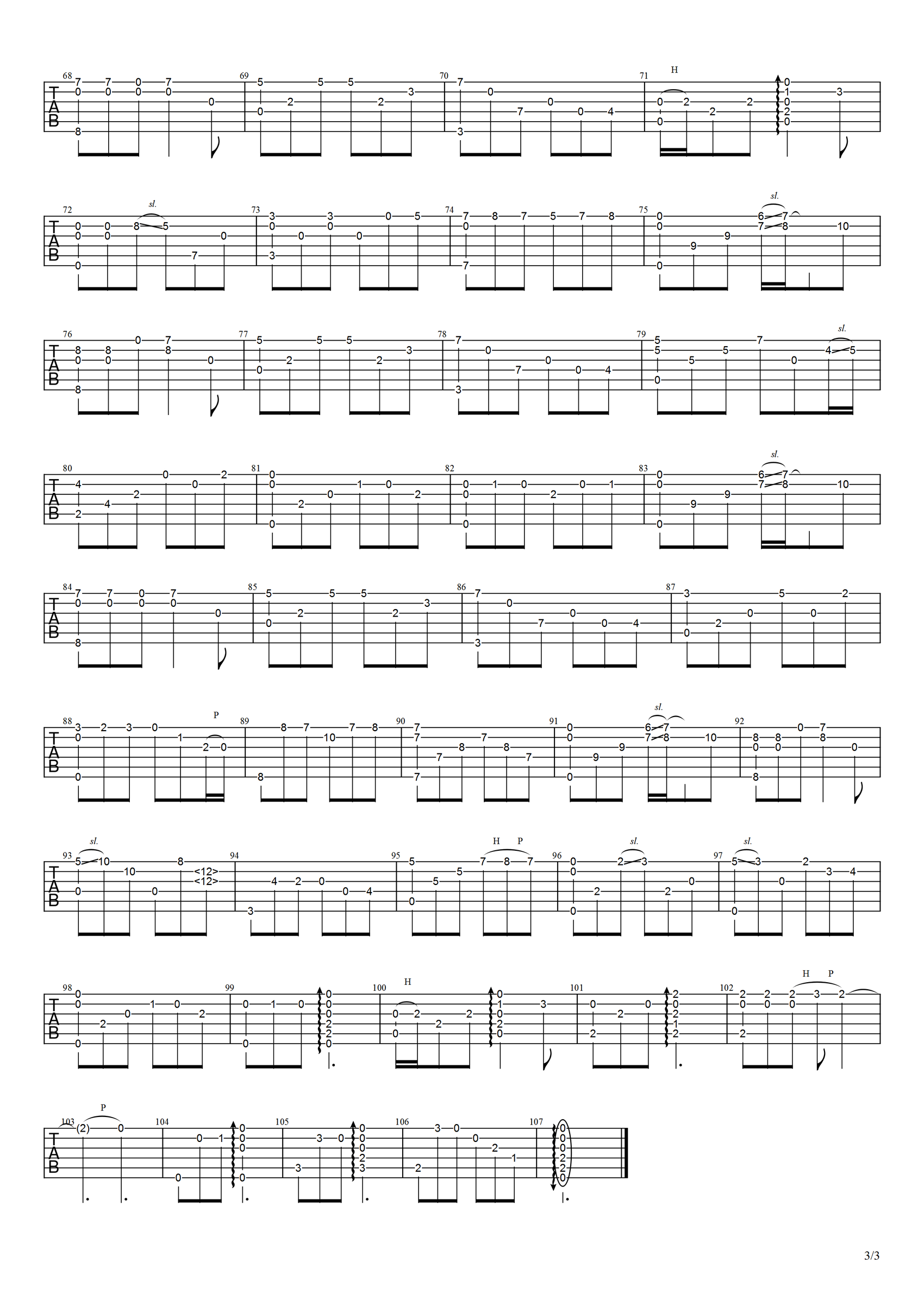 深夜一角指弹吉他谱3-毛不易