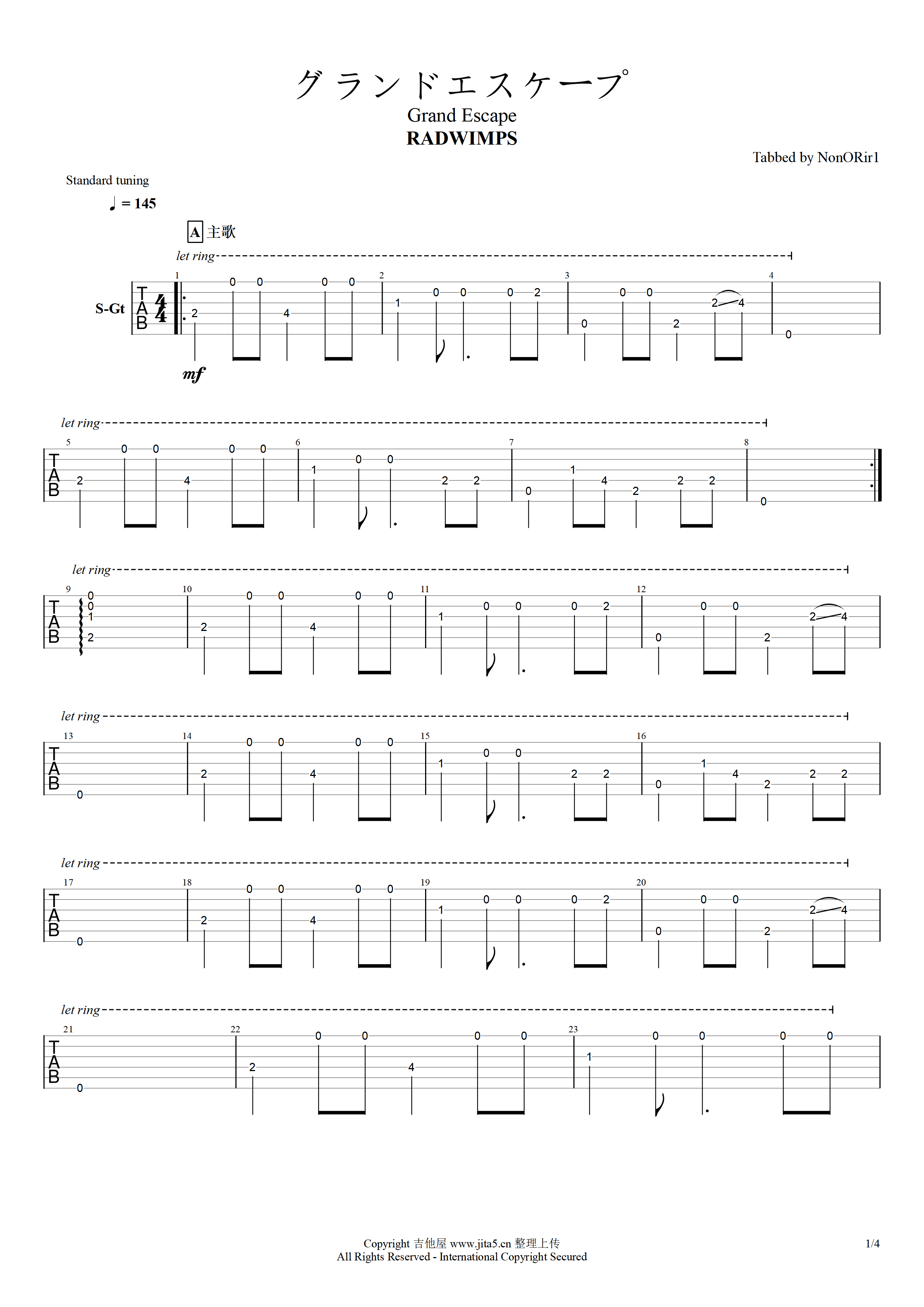 Grand-Escape指弹吉他谱1-井草圣二