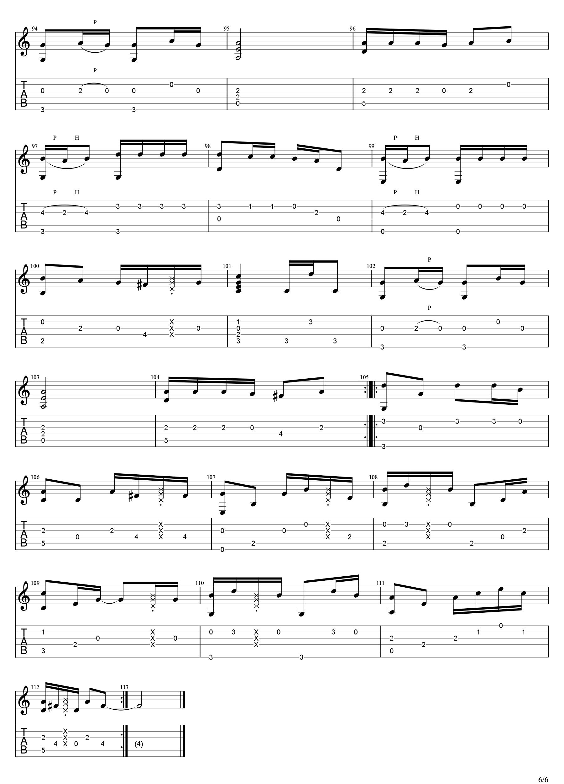 清新的小女孩指弹吉他谱6