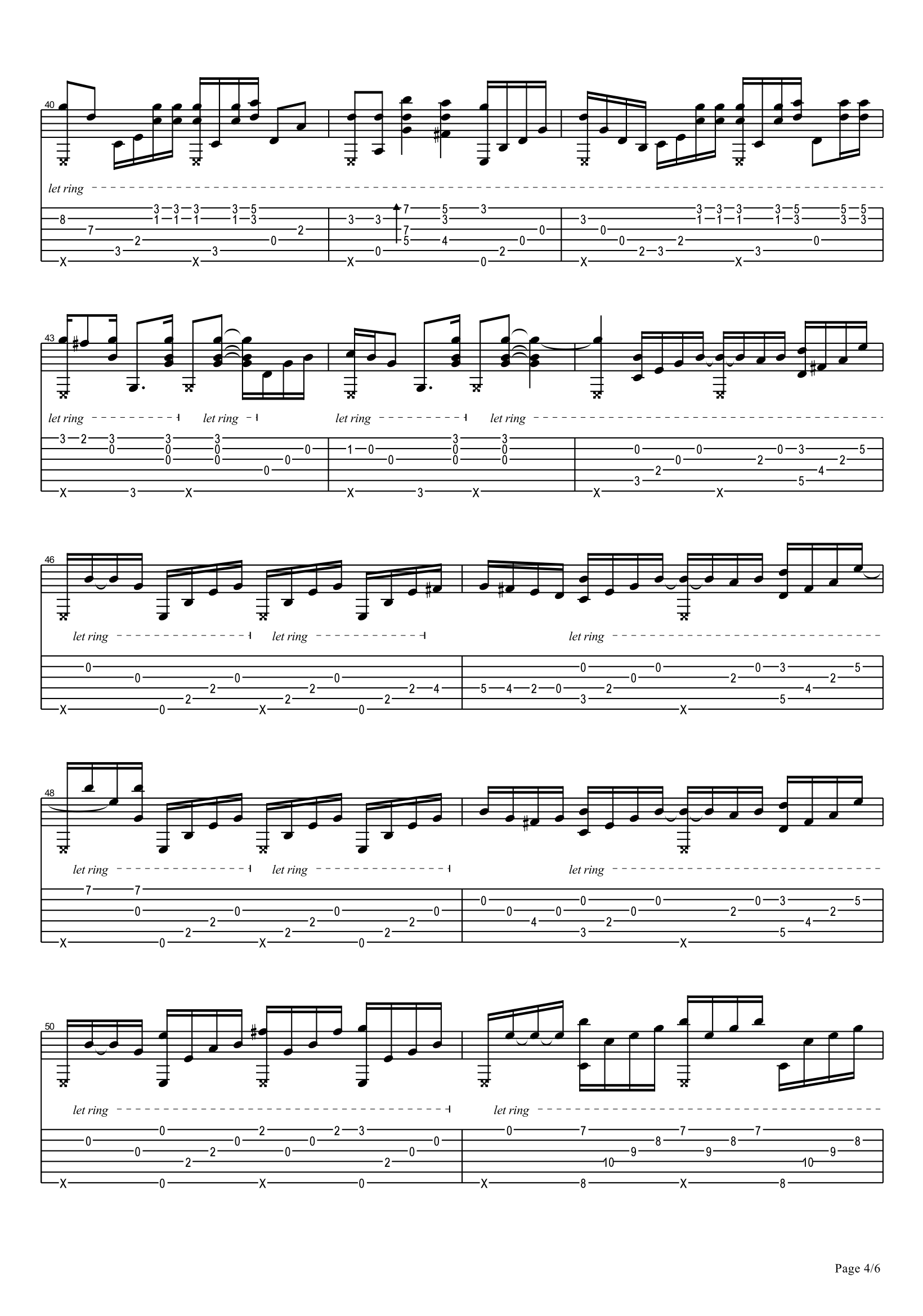 海阔天空指弹吉他谱预览图