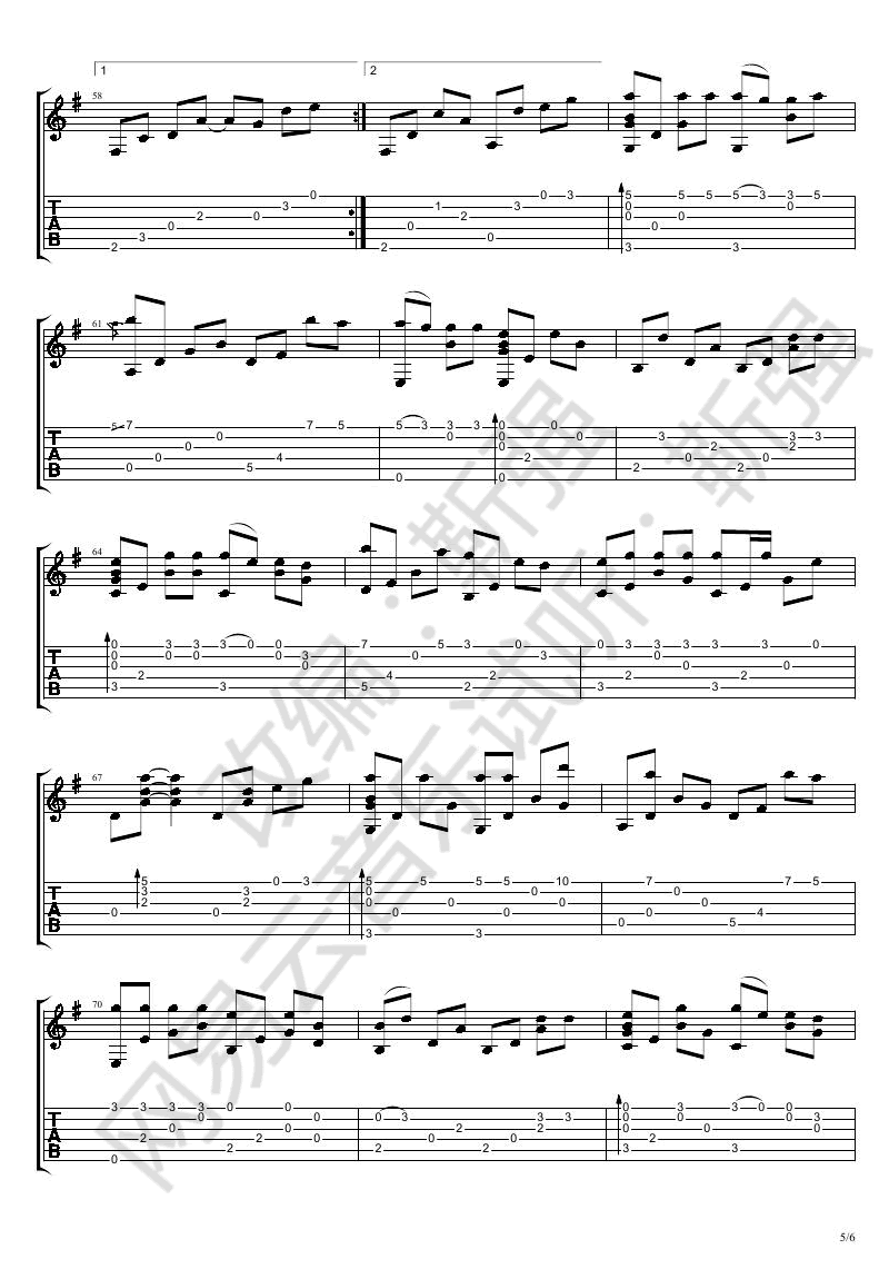 离别的车站指弹吉他谱预览图