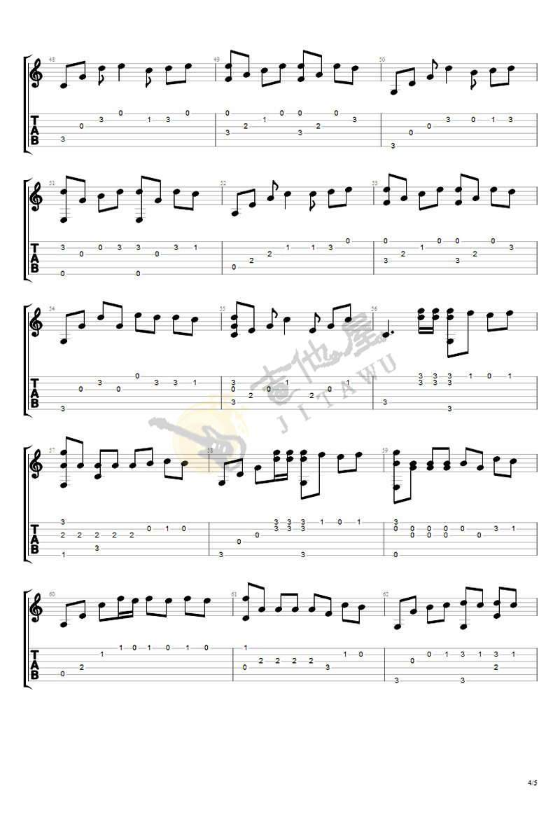 演员指弹吉他谱预览图