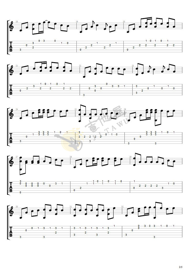 演员指弹吉他谱预览图