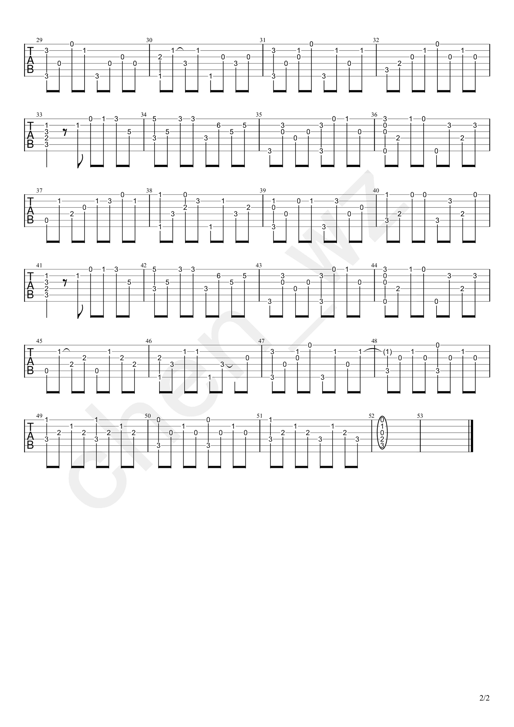你不知道的事指弹吉他谱预览图