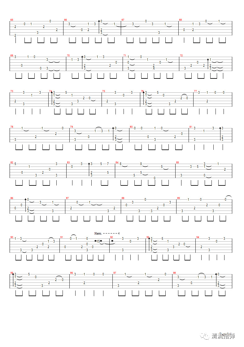 淘汰指弹吉他谱预览图