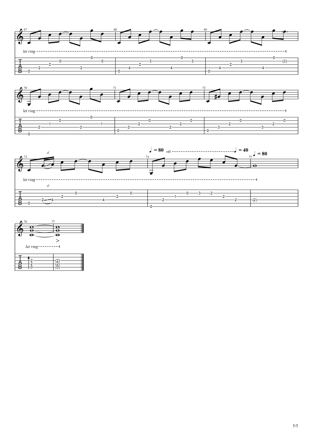 数不尽的星空指弹吉他谱预览图