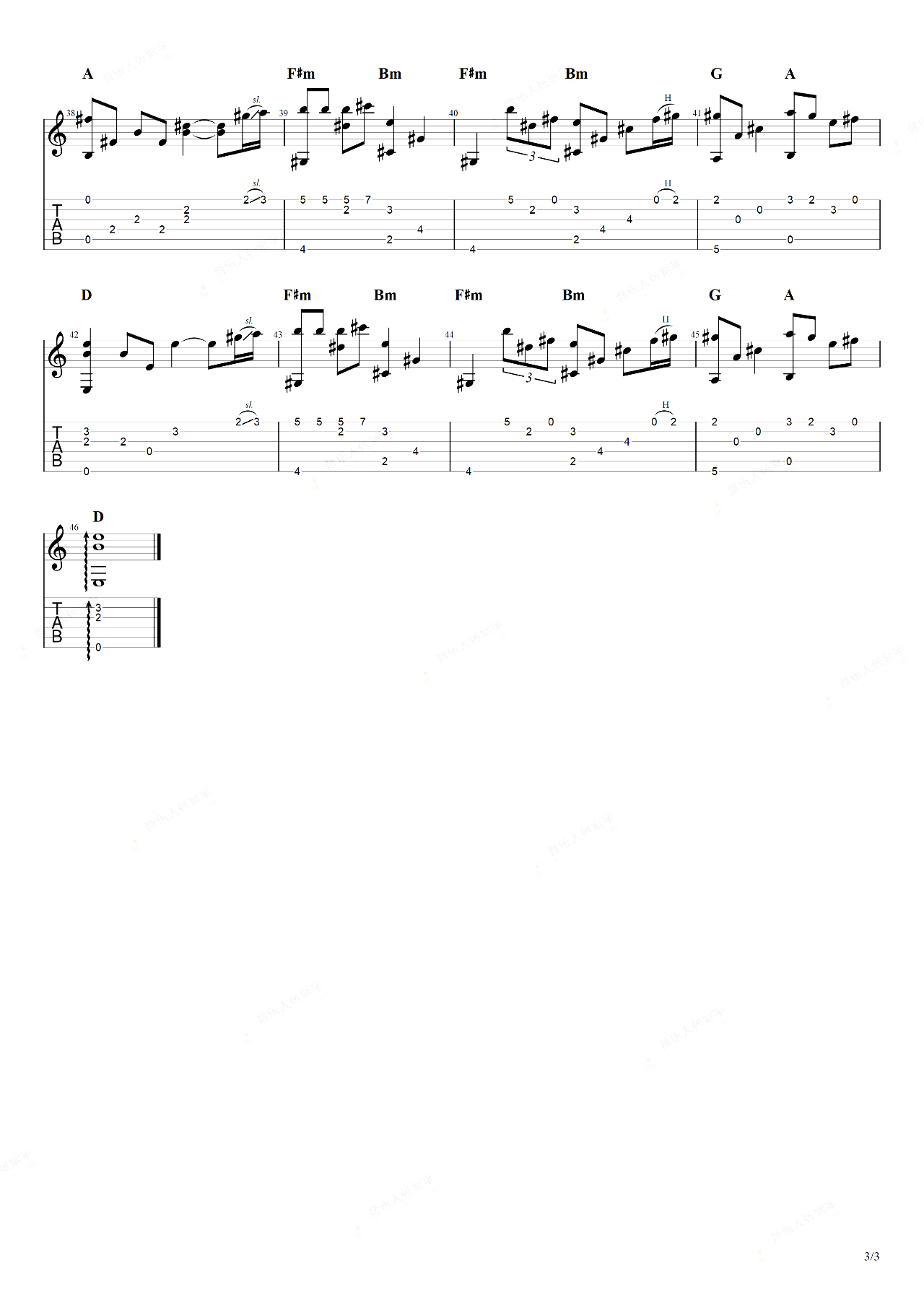 约定指弹吉他谱预览图