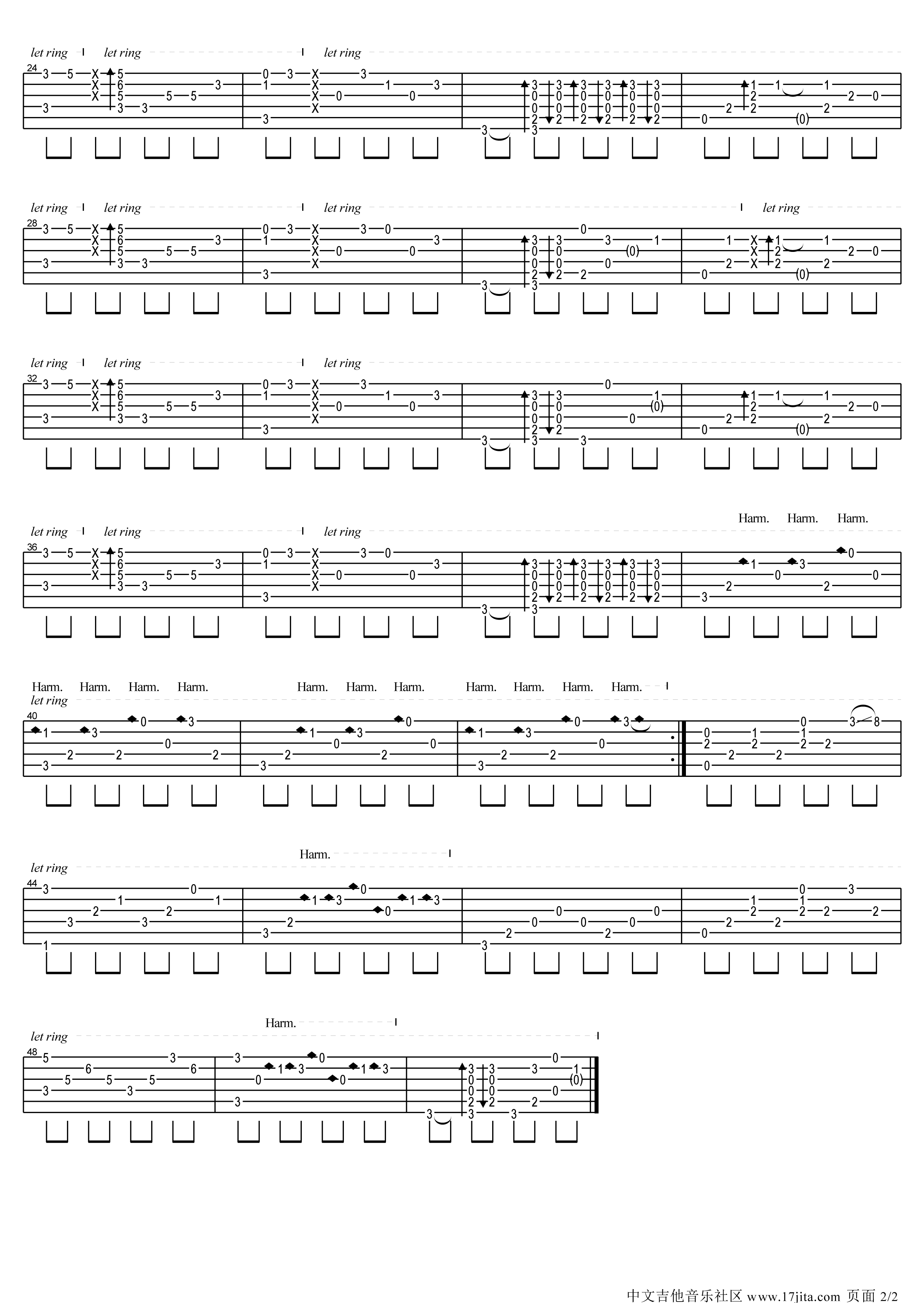 夜空中最亮的星指弹吉他谱预览图