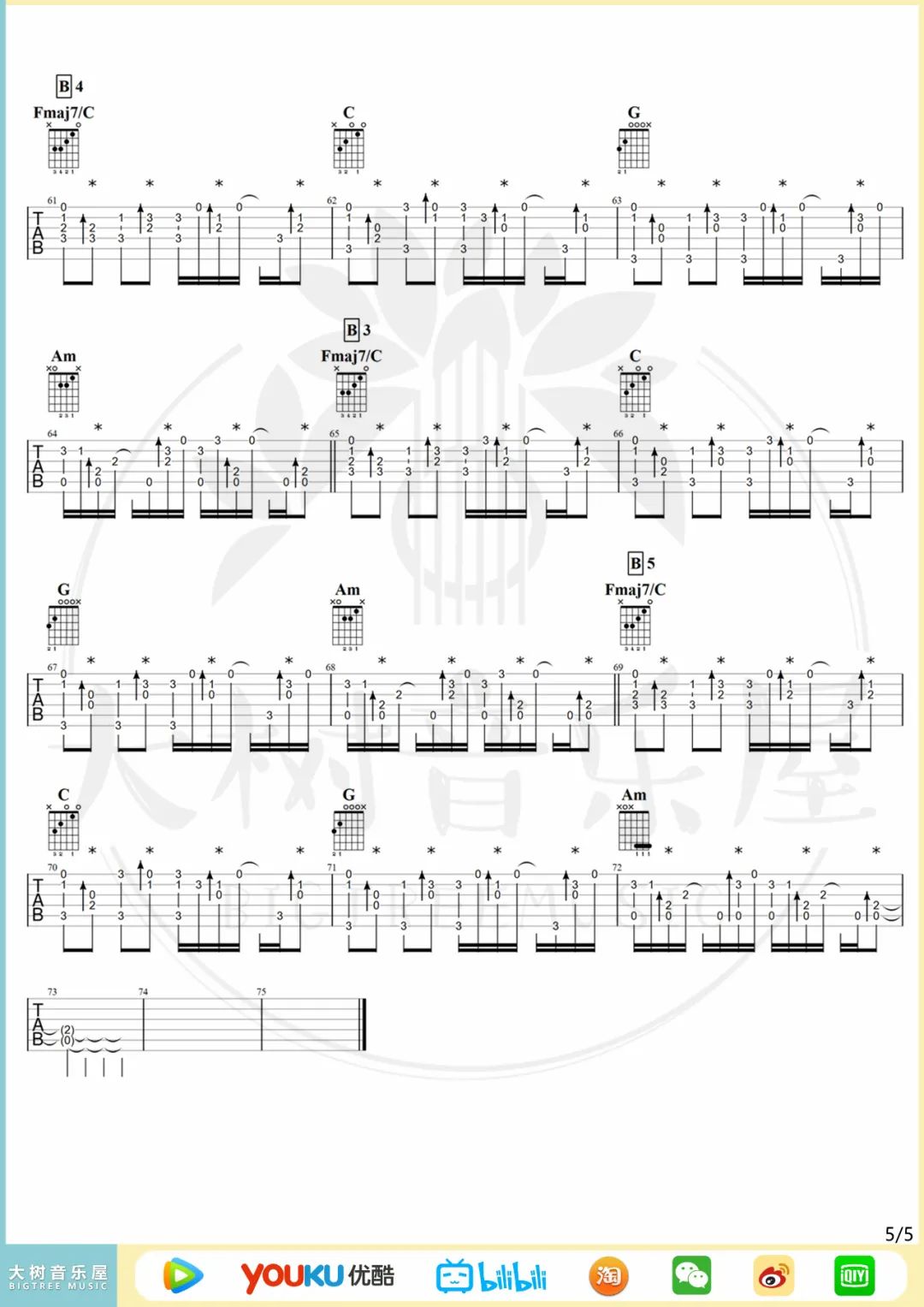 爱人错过指弹吉他谱预览图