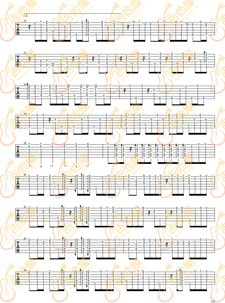 青鸟指弹吉他谱预览图