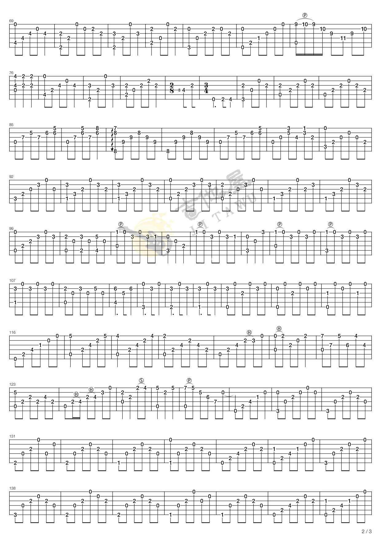 下午三点四十分指弹吉他谱预览图