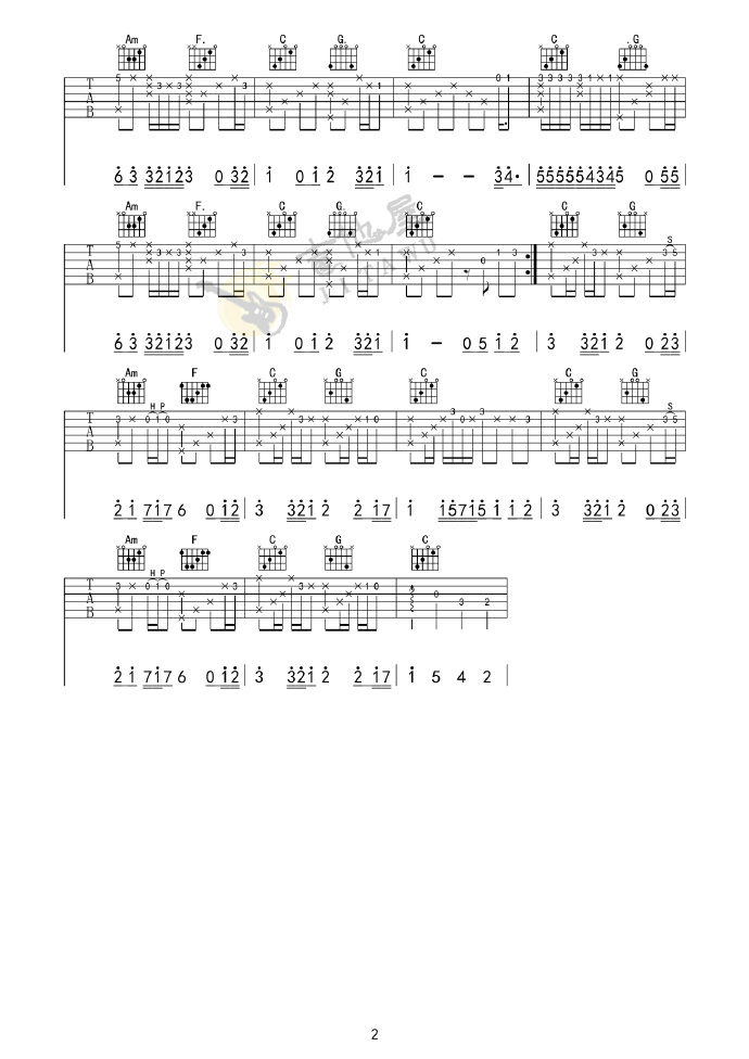 真的爱你指弹吉他谱预览图