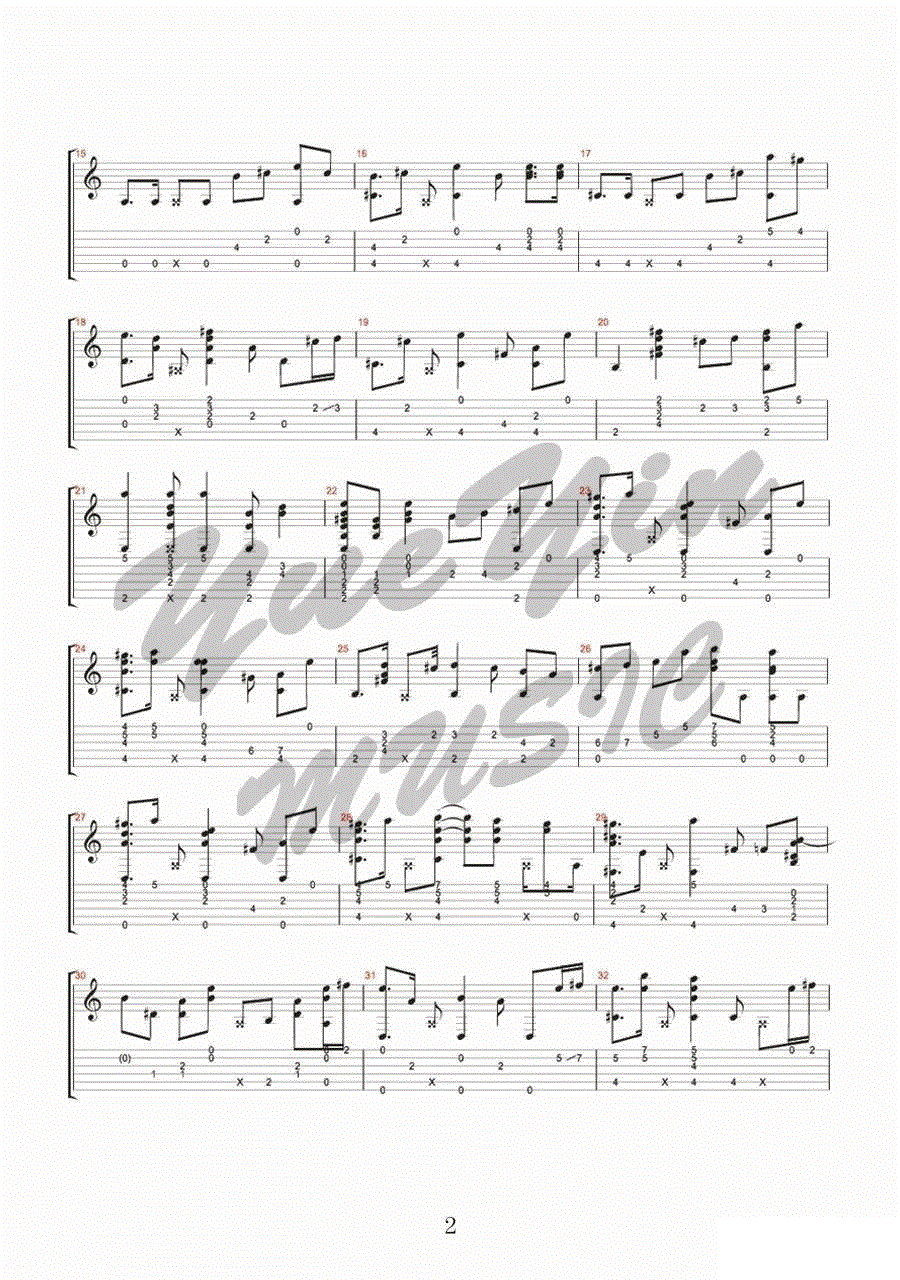 等待的风指弹吉他谱预览图