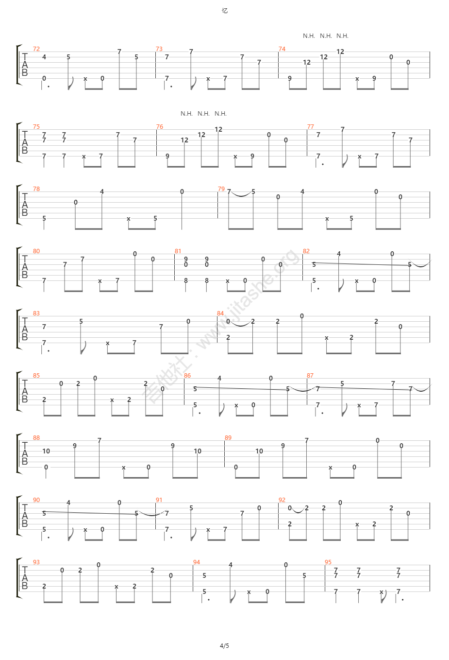 忆指弹吉他谱预览图