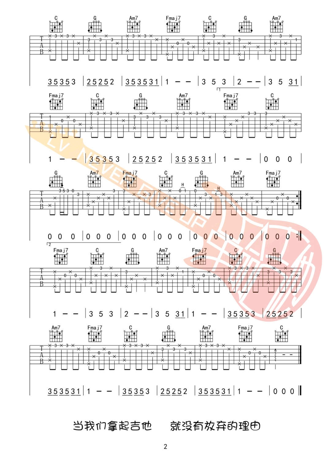 面会菜指弹吉他谱预览图