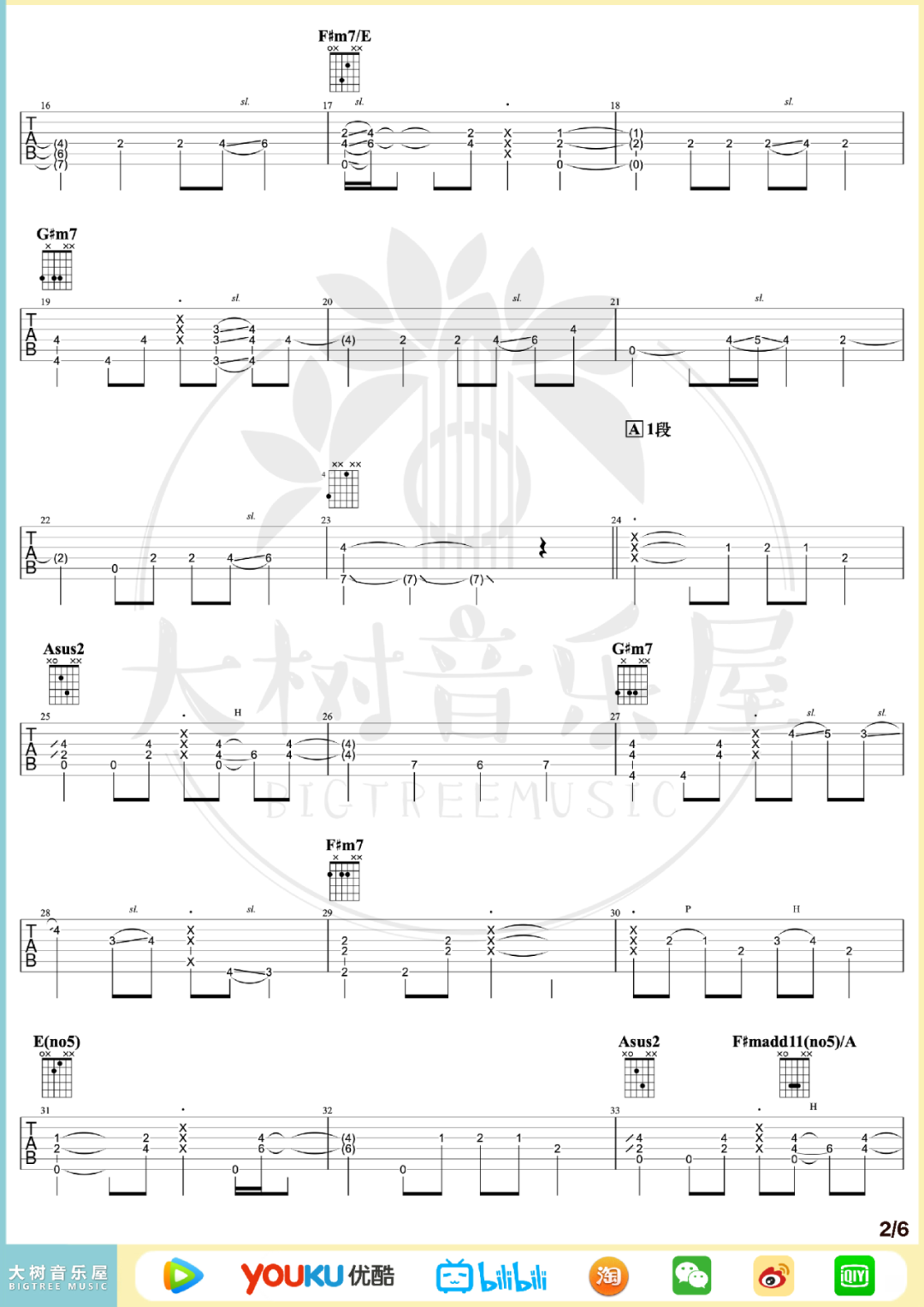 Sunflower指弹吉他谱预览图
