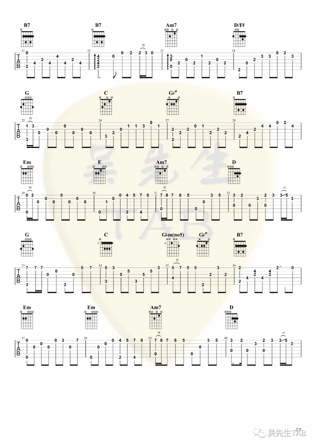 车站指弹吉他谱预览图