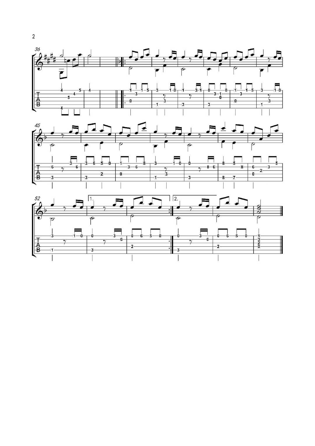 Next To You指弹谱_寄生兽_吉他指弹谱_高清独奏六线谱2