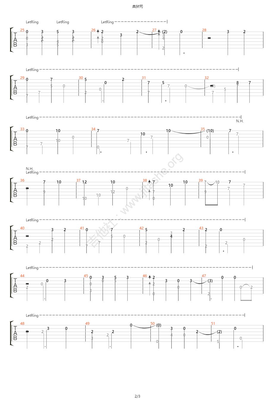 典狱司指弹吉他谱_音频怪物_吉他指弹谱_高清独奏六线谱2