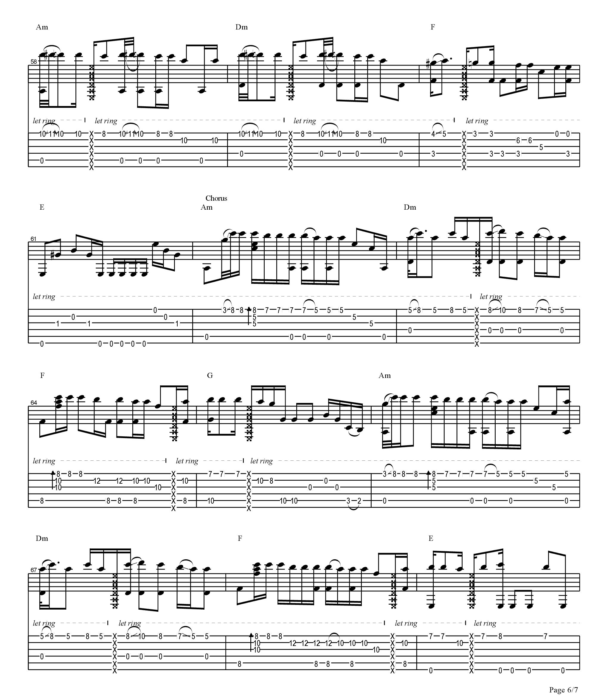 Careless Whisper指弹吉他谱_吉他指弹谱_高清独奏六线谱6