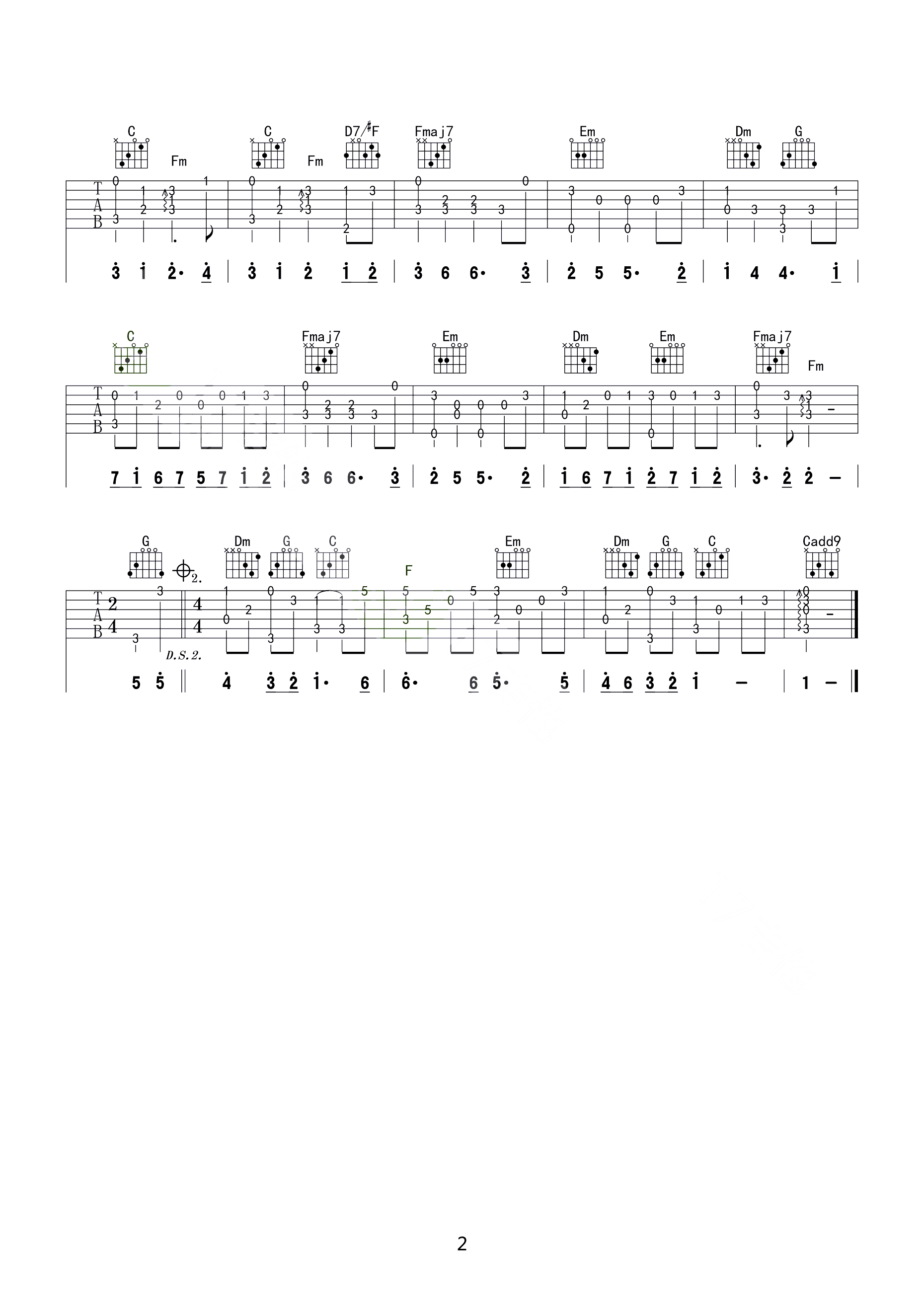 风之诗指弹谱_押尾桑_高清吉他指弹谱_独奏六线谱2