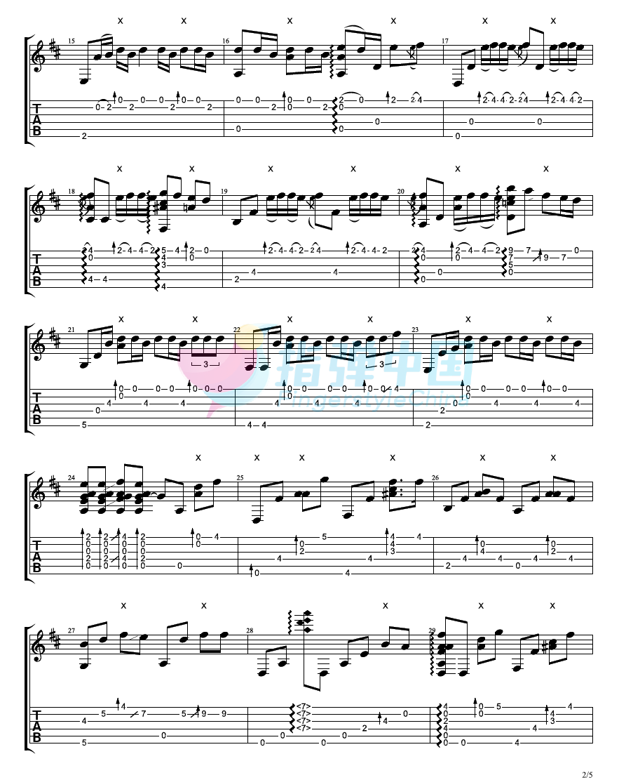 说好不哭指弹吉他谱_周杰伦_吉他指弹谱_高清独奏六线谱2