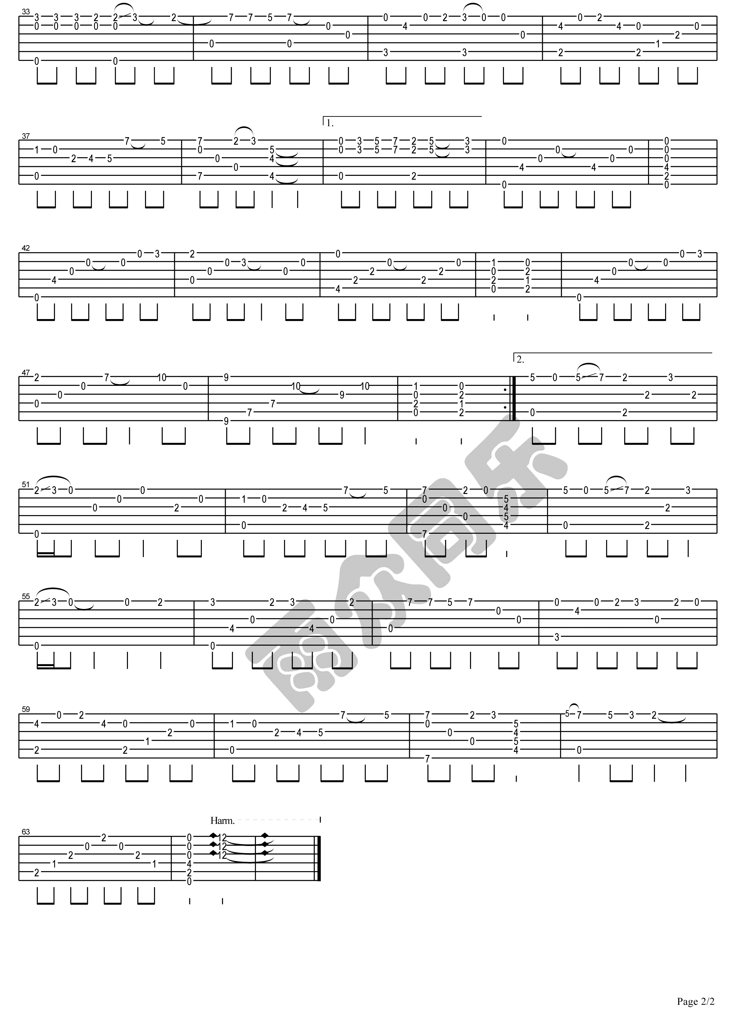 消愁指弹吉他谱_毛不易_吉他指弹谱_高清独奏六线谱2