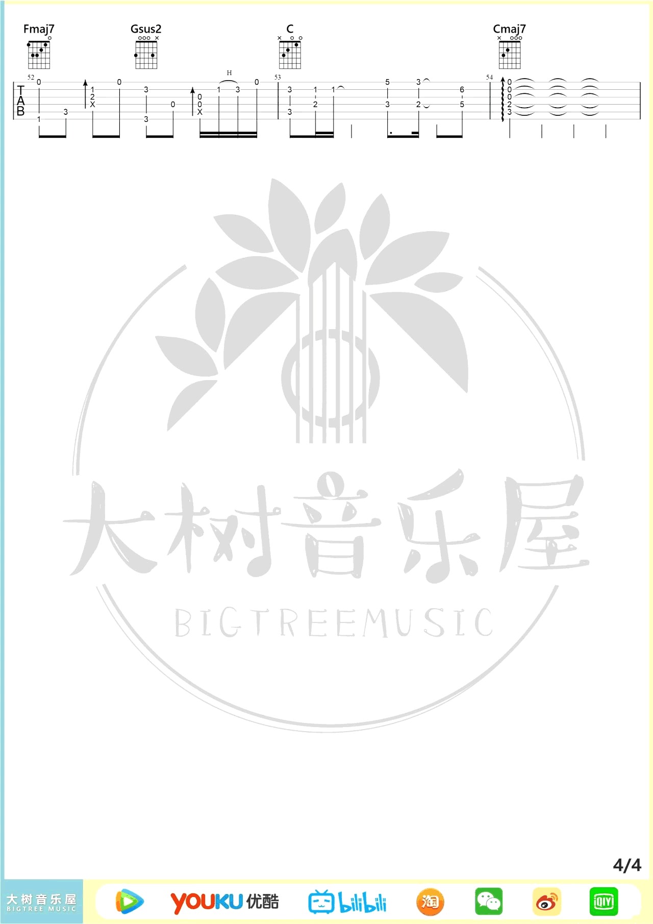 菊次郎的夏天指弹吉他谱4-久石让