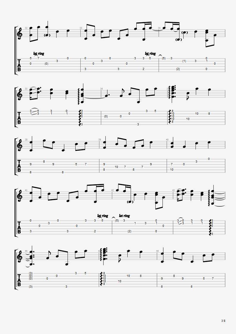 发如雪指弹吉他谱3-周杰伦