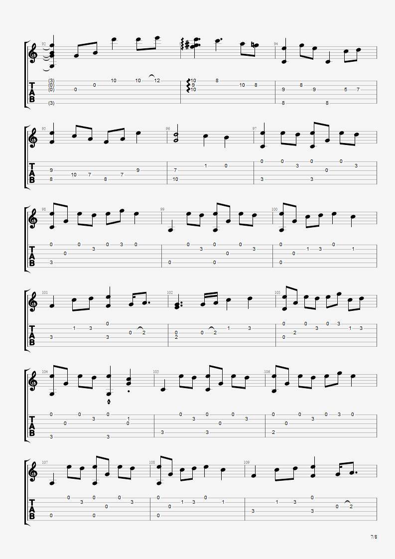 发如雪指弹吉他谱7-周杰伦