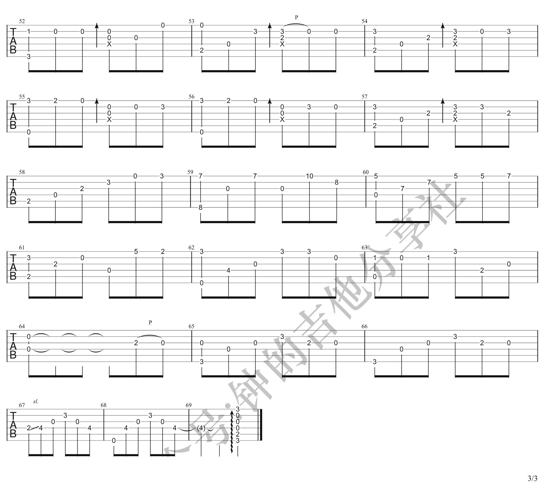 老街指弹吉他谱3-李荣浩
