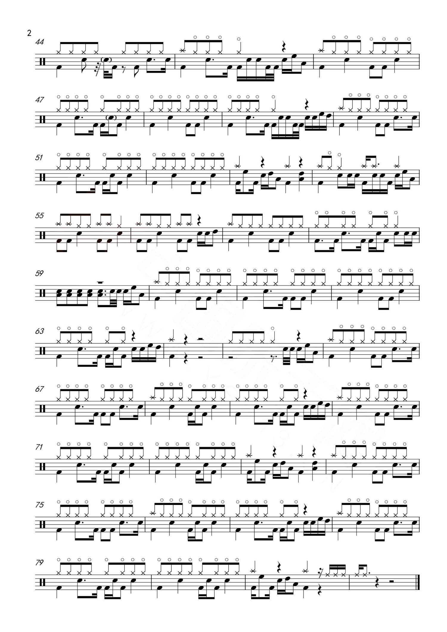 陷阱架子鼓谱2-王北车