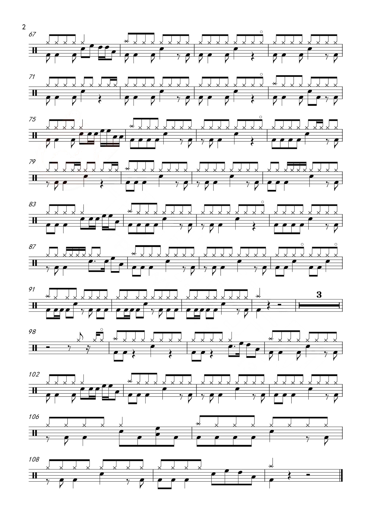 凉凉架子鼓谱2-杨宗纬