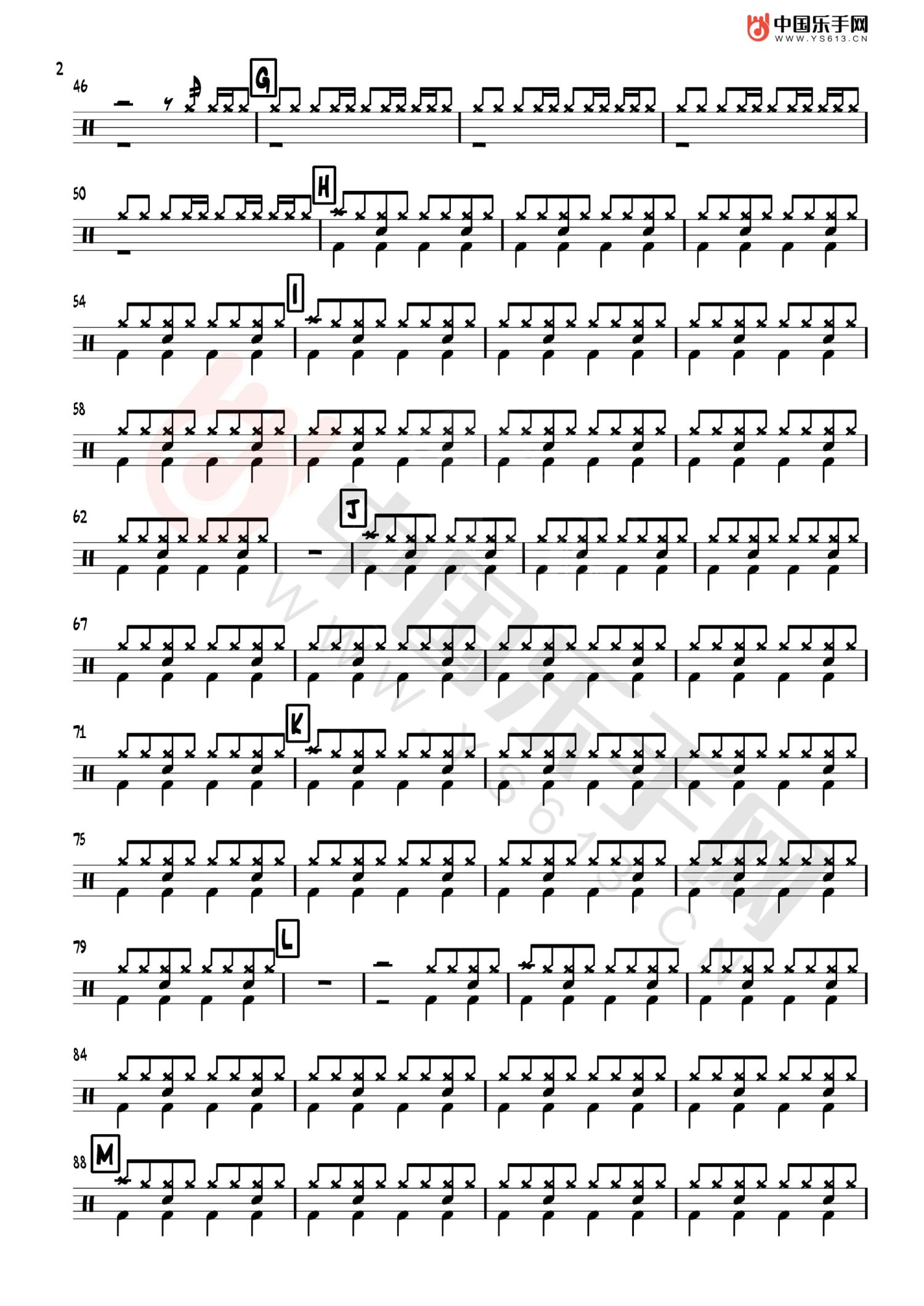 不仅仅是喜欢架子鼓谱2-孙语赛